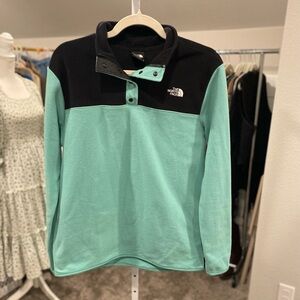 The North Face Fleece Women's TKA Glacier Snap Pullover Wasabi Green & Black